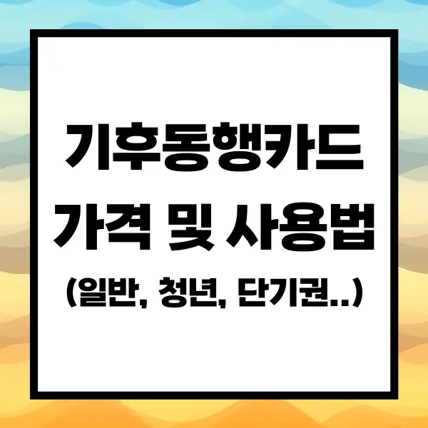 기후동행카드 일반 청년 단기권 가격, 사용방법 알아보기